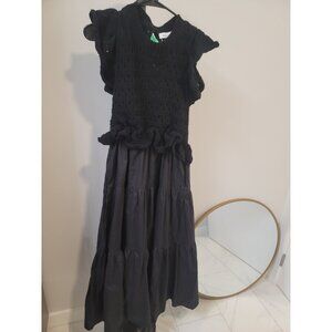 Sofie The Label Dress Knit Womens Dress Ruffle Black Sz Medium